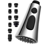 Hibbent Douchette Robinet Cuisine Remplacement, 9 Adaptateurs Compatible avec les Robinets G1/2, Douchette d'Evier à 3 Fonctions de Jet,Chrome