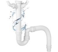 Hibbent Siphon Evier Cuisine,Raccord Universel G 1 1/2",Evacuation Evier, Tuyau Flexible Plomberie, Siphon à Tube Flexible, Pour évier, Lave-Vaisselle Et Machine à Laver
