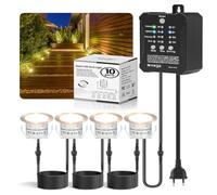 HIBOITEC 10Pcs Spot LED Encastrable avec Minuterie ＆ Capteur de Luminosité | IP67 Étanche Spot Led Extérieur avec Transformateur, Dimmable Blanc Chaud Spots Encastrables pour Terrasse Bois Piscine Deck