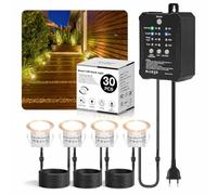 HIBOITEC 30Pcs Spot LED Encastrable avec Minuterie ＆ Capteur de Luminosité | IP67 Étanche Spot Led Extérieur avec Transformateur, Dimmable Blanc Chaud Spots Encastrables pour Terrasse Bois Piscine Deck