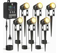 HIBOITEC Dimmable Spot exterieur avec Transformateur 6 Pièces, Photo Capteur Jardin Spot LED Extérieur étanche, 2700K éclairage éLectricité, Jardin Éclairage pour Cour, Arbre, Pelouse, Plantes