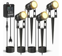 HIBOITEC Lot de 4 Spot exterieur avec Transformateur, Dimmable Photo Capteur Jardin Spot LED Extérieur étanche, 2700K éclairage éLectricité, Jardin Éclairage pour Cour, Arbre, Pelouse, Plantes