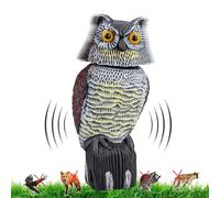 Hibou Effaroucheur Oiseaux, épouvantail à Pigeon sur Le Balcon, Hibou Decoration Exterieur Naturel et Réaliste Chouette Leurre avec Tête Rotative 360° et Son pour Arbre, Jardin, Piscine, Toit