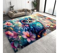 Hiboux Fleurs Tapis 60 x 110 cm Oiseaux Forêt Peinture à l'huile Poil Court Tapis Cuisine de Sol Antidérapant Rug pour Cuisine Couloir Q-218