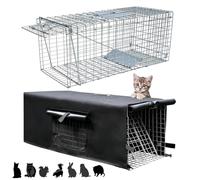 HiCaptain Piège à animaux vivants avec housse 81,3 cm pour chats errants | Humane Cage pliante couverte avec porte de libération arrière pour chats ferreux, lapins, ratons laveurs, mouches, écureuils