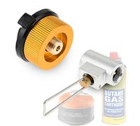 Hicello Adaptateur de recharge de bidon de gaz de camping pour bidon isoutane/butane | Valve Lindal EN417/MSF-1A | Kit convertisseur d'adaptateur de réservoir de camping portable pour cartouche de gaz