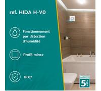 HIDA Extracteur d’air ponctuel - Neoventil - H-V0 Détection humidité - Blanc - 100mm