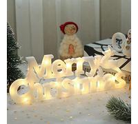 Hidyliu Joyeux Noël Lettre Lumières, Blanc Chaud Lumière de Nuit, Panneau lumineux LED, Décoration de Noël à suspendre, Lumineux Néon, pour Vitrine Boutique Bar Café Restaurant Sapin de Noël