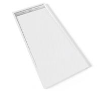 HIEMAL INOX Receveur de douche 80 x 180 cm résine Blanc aspect ardoise + bonde inox incluse - Salle de bain
