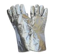 Hiemible Gants Isolants Thermiques - Gants En Aluminium Pour Fonderie Et Moulage - Moufles de Protection à 5 Doigts pour Verrerie Cuisine Fonderie Restaurant