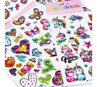 HIFOT 10 Feuilles Autocollants Enfants Mignons, Gommettes Laser Stickers Muraux Enfants Stickers，Style de Fleur de Sirène de Licorne Animale（Aléatoire）