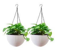 hifrom Pots de fleurs à suspendre pour l'extérieur, avec chaîne, en fibre de coco, grand volume, diamètre comme jardinière suspendue, bols à fleurs pour l'extérieur, pots suspendus (2 x blanc 20 cm)