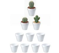 HIGA-JKL Lot de 10 Mini Pots de Fleurs en Simulation Plastique céramique Blanche 6 x 7 cm - pour Plantes succulentes et succulentes - pour Plantes d'intérieur et d'extérieur