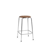 High Dot Tabouret de Bar H65 4 Pieds Chrome/ Placage Noyer