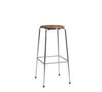 High Dot Tabouret de Bar H76 4 Pieds Chrome/ Noyer