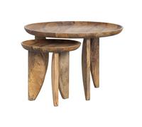 HIGH HEELS - Set de 2 tables basses rondes en bois Marron