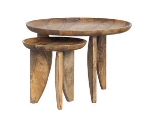 HIGH HEELS - Set de 2 tables basses rondes en bois Marron