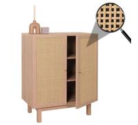 Highboard HWC-M51, Commode Armoire Sideboard, compartiments de rangement, bois massif Mango Kubu Rattan 98x79x42cm naturel