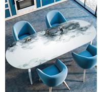 Highdi 3D Nappe Ovale avec Bord Élastique, Nappe de Table Anti-Tache Antidérapante Nappe Jardin Exterieur Protection Table Ovale Extensible pour Cuisine Table (107x173cm(42"x68"),Nébuleuse I)