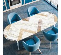Highdi 3D Nappe Ovale avec Bord Élastique, Nappe de Table Anti-Tache Antidérapante Nappe Jardin Exterieur Protection Table Ovale Extensible pour Cuisine Table (107x165cm(42"x65"),Géométrie 1)