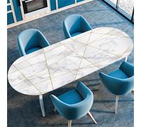 Highdi 3D Nappe Ovale avec Bord Élastique, Nappe de Table Anti-Tache Antidérapante Nappe Jardin Exterieur Protection Table Ovale Extensible pour Cuisine Table (107x165cm(42"x65"),Géométrie 3)