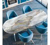 Highdi 3D Nappe Ovale avec Bord Élastique, Nappe de Table Anti-Tache Antidérapante Nappe Jardin Exterieur Protection Table Ovale Extensible pour Cuisine Table (107x152cm(42"x60"),Nébuleuse H)