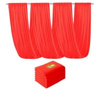 Highdi 6 Pièces Tenture Mariage Plafond, Rideaux de Plafond Mousseline de Soie Tenture Mariage Semi Voile pour Arche de Mariage, Fête Prénatale (160 * 600cm,Rot)