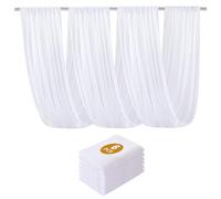 Highdi 6 Pièces Tenture Mariage Plafond, Rideaux de Plafond Mousseline de Soie Tenture Mariage Semi Voile pour Arche de Mariage, Fête Prénatale (160 * 600cm,Blanc)