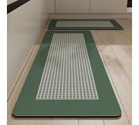 Highdi Absorbant Diatomite Tapis Cuisine, Tapis Cuisine Devant Evier Séchage Rapide, Tapis Cuisine Antidérapant, Petite Grille Tapis de Cuisine, pour Salon Tapis (60x180cm,Vert Foncé)