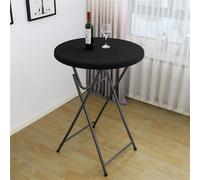 Highdi Couleur Unie Nappe Ronde avec Bord Élastique, Nappe de Table Anti-Tache Antidérapante Nappe Jardin Exterieur Protection Table Ronde Extensible (ф80cm,Noir)