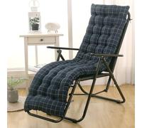 Highdi Coussin de Chaise Longue/Bain de Soleil, Coussin Transat Jardin Exterieur, imprimé Rembourré Pliable Épais & Confortable avec Bande pour Terrasse, Plage, Salon (Plaid Bleu,48x170cm)