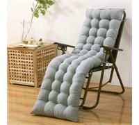 Highdi Coussin de Chaise Longue Jardin Exterieur, Coussin Bain de Soleil, Couleur Unie Matelas Transat Pliable épais avec Sangles antidérapantes pour Terrasse Plage (Gris,53x160cm)