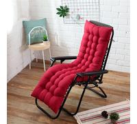 Highdi Coussin de Chaise Longue Jardin Exterieur, Coussin Bain de Soleil, Matelas Transat Pliable épais & Confortable avec Sangles antidérapantes, pour Terrasse, Plage, Salon (Rouge,180x50cm)