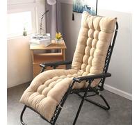 Highdi Coussin de Chaise Longue Jardin Exterieur, Coussin Bain de Soleil, Matelas Transat Pliable épais & Confortable avec Sangles antidérapantes, pour Terrasse, Plage, Salon (Beige,180x50cm)