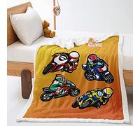 Highdi Couverture Polaire Imprimé de Moto, Hiver Plaid Moelleuse Couverture de Canapé Couvre-Lit en Peluche Couverture pour Adultes et Enfants (Jaune,130x150cm)