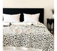 Highdi Couverture Sherpa Canape, Imprimé léopard Jeté de Canapé Réversible, Couverture Polaire Epaisse Hiver, Plaid Fourrure Polaire pour Chambre à Coucher, Lit Couette (Blanc,100x150cm)