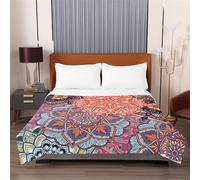 Highdi Couvre lit en Microfibre, Imprimé Mandala Couverture de lit 1/2 Personne, Ete Douce Microfibre Couette, Doux Jeté de Lit, Couette Poids Léger Couette Enfant,Dessus de Lit (Orange,200x230cm)