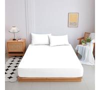 Highdi Drap Housse Coton, Couleurs Unies Chaud Draps Housses Lavable Housse Matelas avec Bonnet 20cm Drap de Matelas Protège Matelas pour Enfants Jeunes Adulte (Blanc,120x200+20cm)