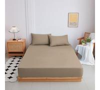 Highdi Drap Housse Coton, Couleurs Unies Chaud Draps Housses Lavable Housse Matelas avec Bonnet 20cm Drap de Matelas Protège Matelas pour Enfants Jeunes Adulte (Kaki,180x200+20cm)
