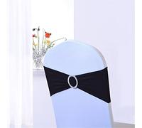 Highdi élastique Slider Housse de Chaise Bande avec Boucle, Lycra Noeuds de Chaise Noeud Papillon de Mariage pour Housses de Chaises Mariage Ceremonie Fête Décor (10pc,Le Noir)