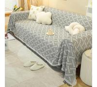 Highdi Housse de Canapé Couleur Unie en Sergé Moderne, Jeté de Canapé Grande Taille pour 1 2 3 4 Places en Forme de L, Protection Meubles Résistant aux Griffures de Chat (Gris Clair,180x380cm)