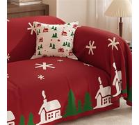 Highdi Housse de Canapé Noël Nordique 1/2/3/4 Places Jeté de Canapé Grande Taille Douce Multifonction Dessus de Lit Couverture Canapé Décoration Intérieure Protection Canape (180x300cm,Noël Rouge)
