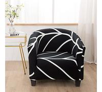 Highdi Housse de Fauteuil Extensible Hôtel Chesterfield 1 Pièce, Couverture de Fauteuil Imprimé Moderne, Club Housse de Fauteuil Cabriolet Amovible Lavable avec Accoudoirs (Noir et Blanc)
