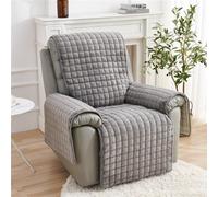 Highdi Housse de Fauteuil Inclinable Electrique, Housse de Fauteuil Relax Matelassé en Flanelle Chaud Hiver, Housses de Canapé Antidérapant avec Bande Elastique Ajustable (1 Place,Gris)
