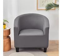 Highdi Housse de Fauteuil Plaine Extensible Hôtel Chesterfield 1 Pièce, Couverture de Fauteuil Couleur Unie, Housse de Canapé avec Accoudoirs Protecteur de Tub Chair (Gris)