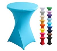 Highdi Housse de Table Haute Cocktail, Spandex Extensible Housse pour Table Haute Ronde pour, Mariage, Anniversaire, Fête, événement, Banquet, Décoration de la Maison (Bleu,60x110cm)