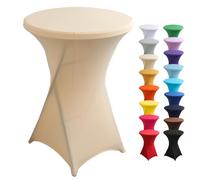Highdi Housse de Table Haute Cocktail, Spandex Extensible Housse pour Table Haute Ronde pour, Mariage, Anniversaire, Fête, événement, Banquet, Décoration de la Maison (Or,60x110cm)