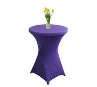 Highdi Housse de Table Haute Cocktail, Spandex Extensible Housse pour Table Haute Ronde pour, Mariage, Anniversaire, Fête, événement, Banquet, Décoration de la Maison (Violet foncé,80x110cm)
