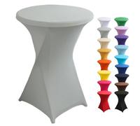 Highdi Housse de Table Haute Cocktail, Spandex Extensible Housse pour Table Haute Ronde pour, Mariage, Anniversaire, Fête, événement, Banquet, Décoration de la Maison (Gris Clair,60x110cm)