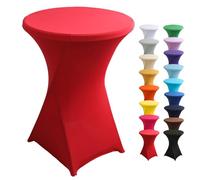 Highdi Housse de Table Haute Cocktail, Spandex Extensible Housse pour Table Haute Ronde pour, Mariage, Anniversaire, Fête, événement, Banquet, Décoration de la Maison (Rouge,80x110cm)